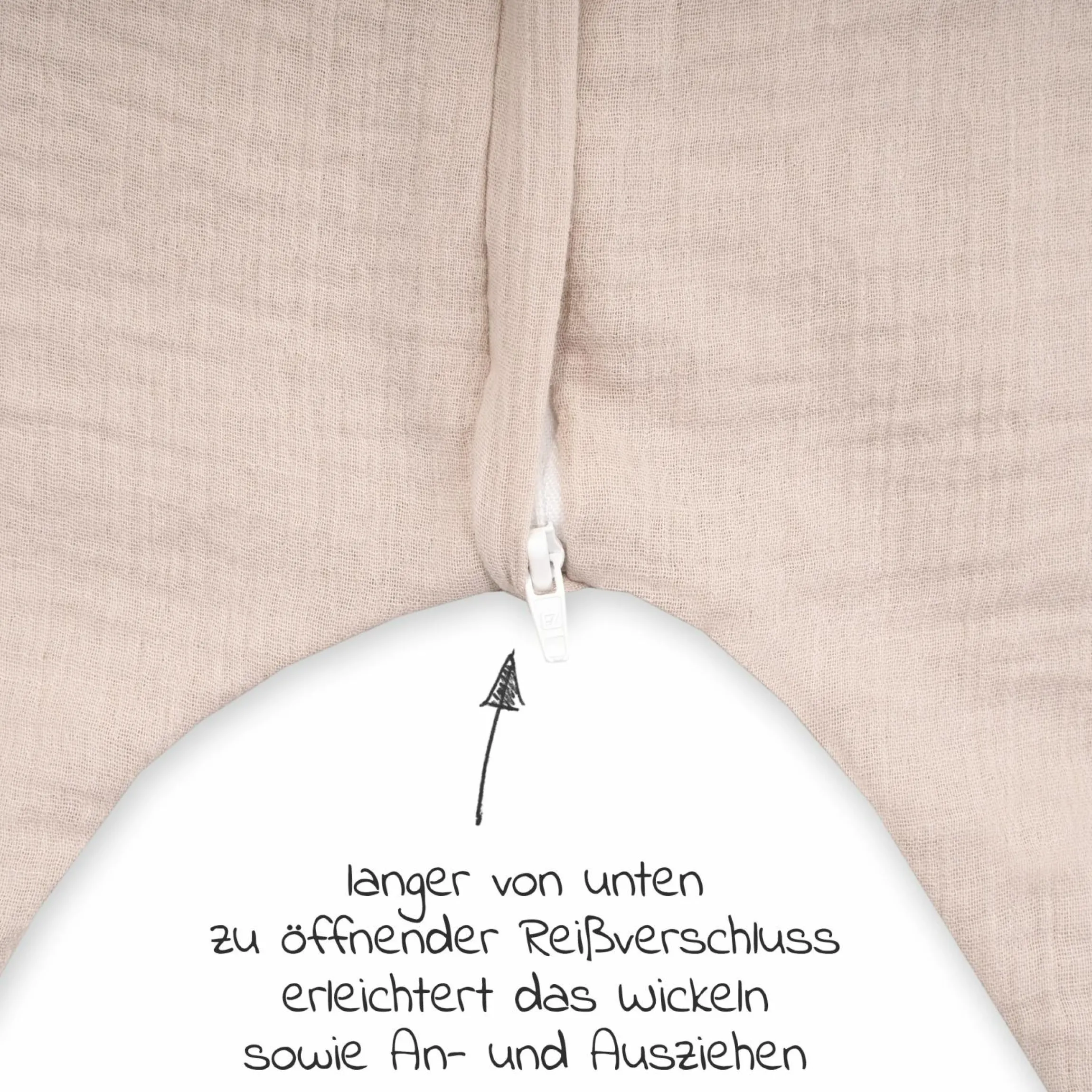 Sommerschlafsack mit Füßen / Jumper Musselin - Sand - Gr. 92