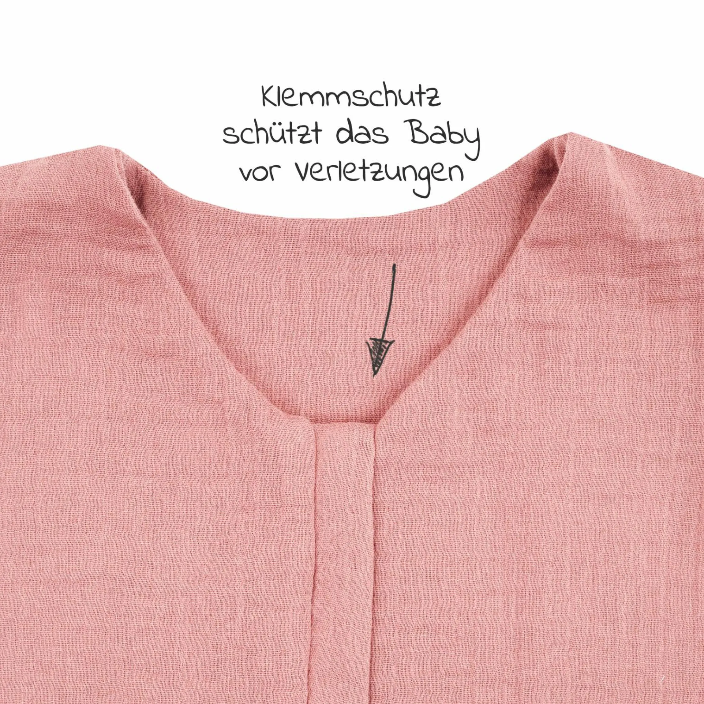 Sommerschlafsack mit Füßen / Jumper Musselin - Dusty Rose - Gr. 92