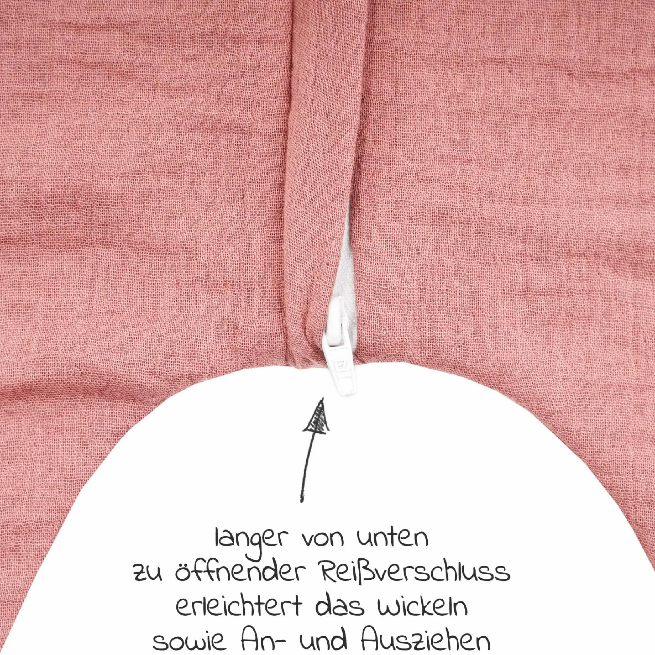 Sommerschlafsack mit Füßen / Jumper Musselin - Dusty Rose - Gr. 92