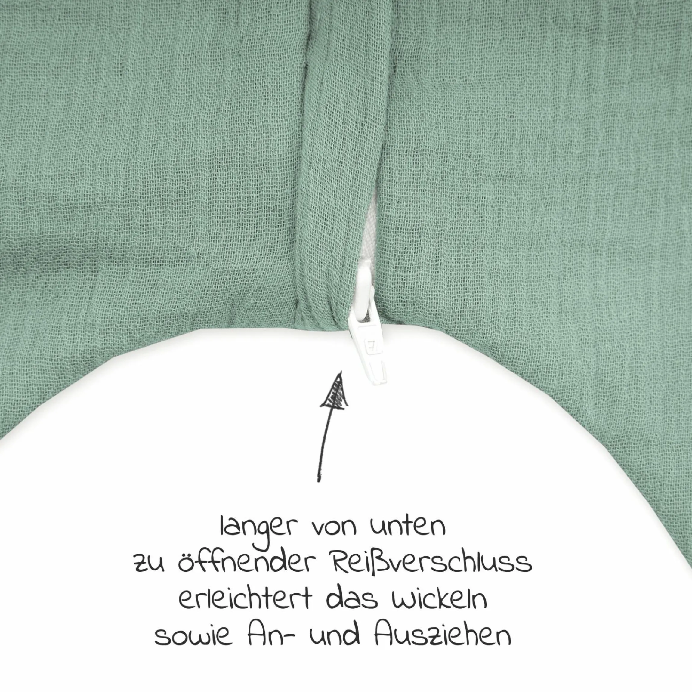 Sommerschlafsack mit Füßen / Jumper Musselin - Grün - Gr. 104