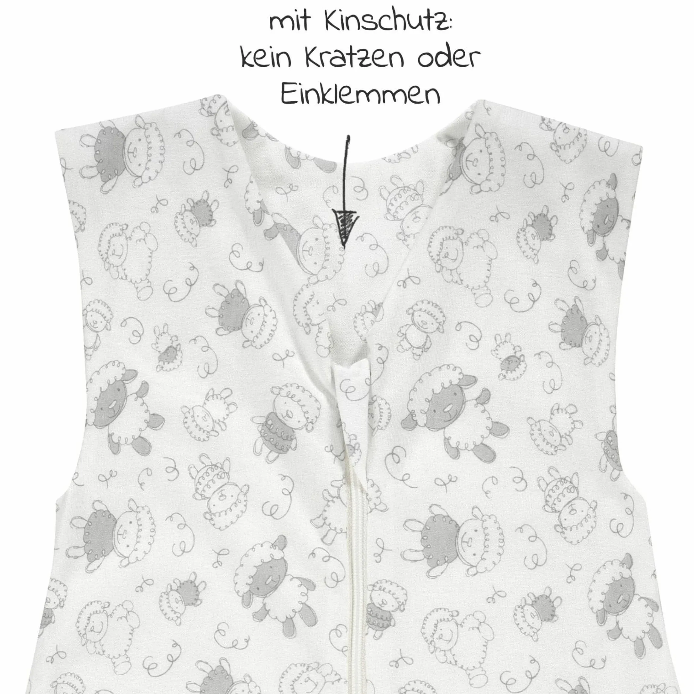 Sommer-Schlafsack mit Füßen / Sleep-Overall Light / Jumper + GRATIS Halstuch - Schäfchen Beige - Gr. 100 cm