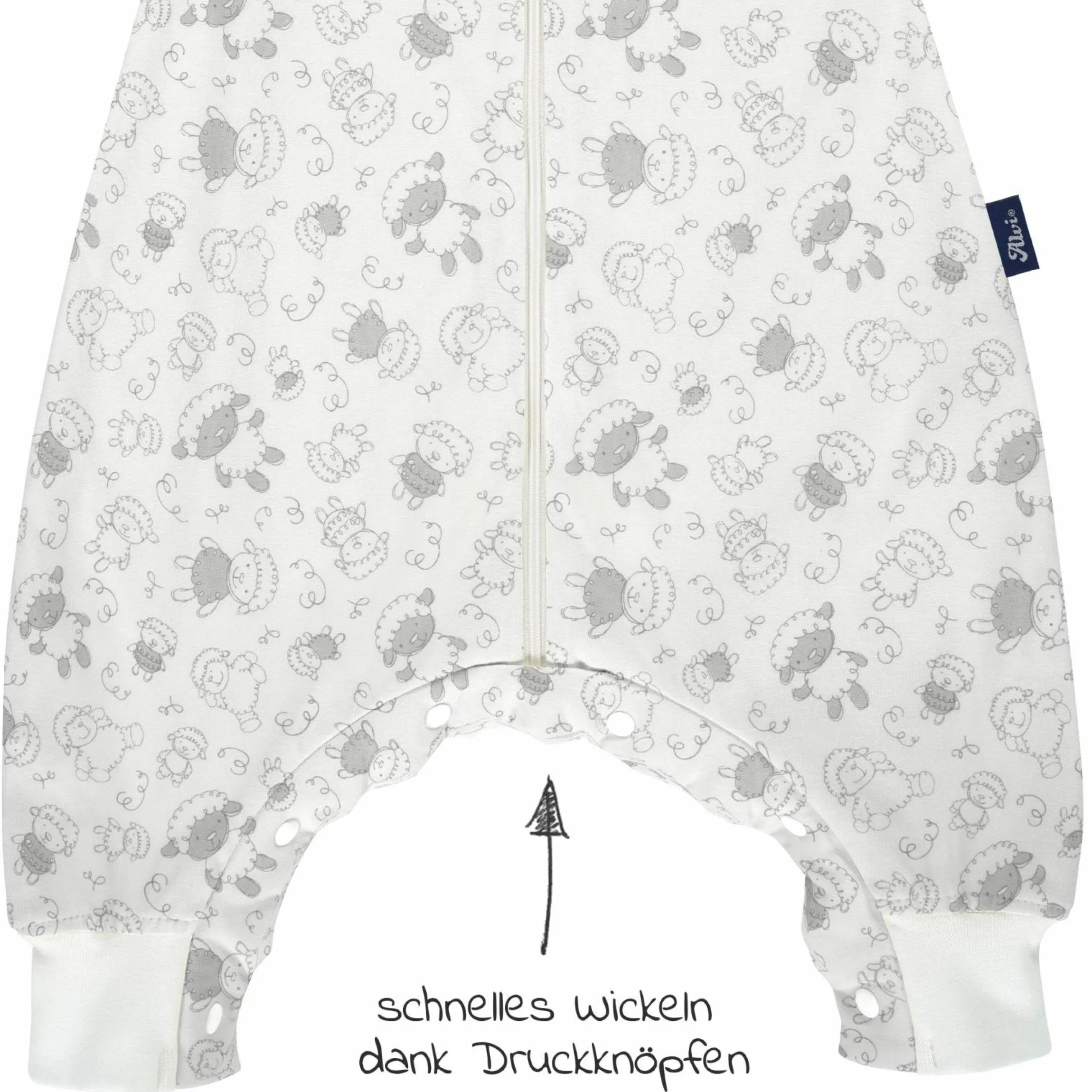 Sommer-Schlafsack mit Füßen / Sleep-Overall Light / Jumper + GRATIS Halstuch - Schäfchen Beige - Gr. 100 cm