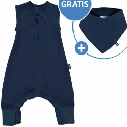 Sommer-Schlafsack mit Füßen Musselin / Sleep-Overall Light Mull + GRATIS Halstuch - Poseidon - Gr. 110 cm