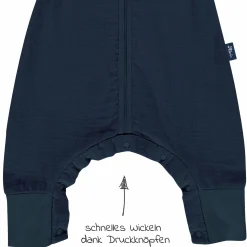 Sommer-Schlafsack mit Füßen Musselin / Sleep-Overall Light Mull + GRATIS Halstuch - Poseidon - Gr. 110 cm