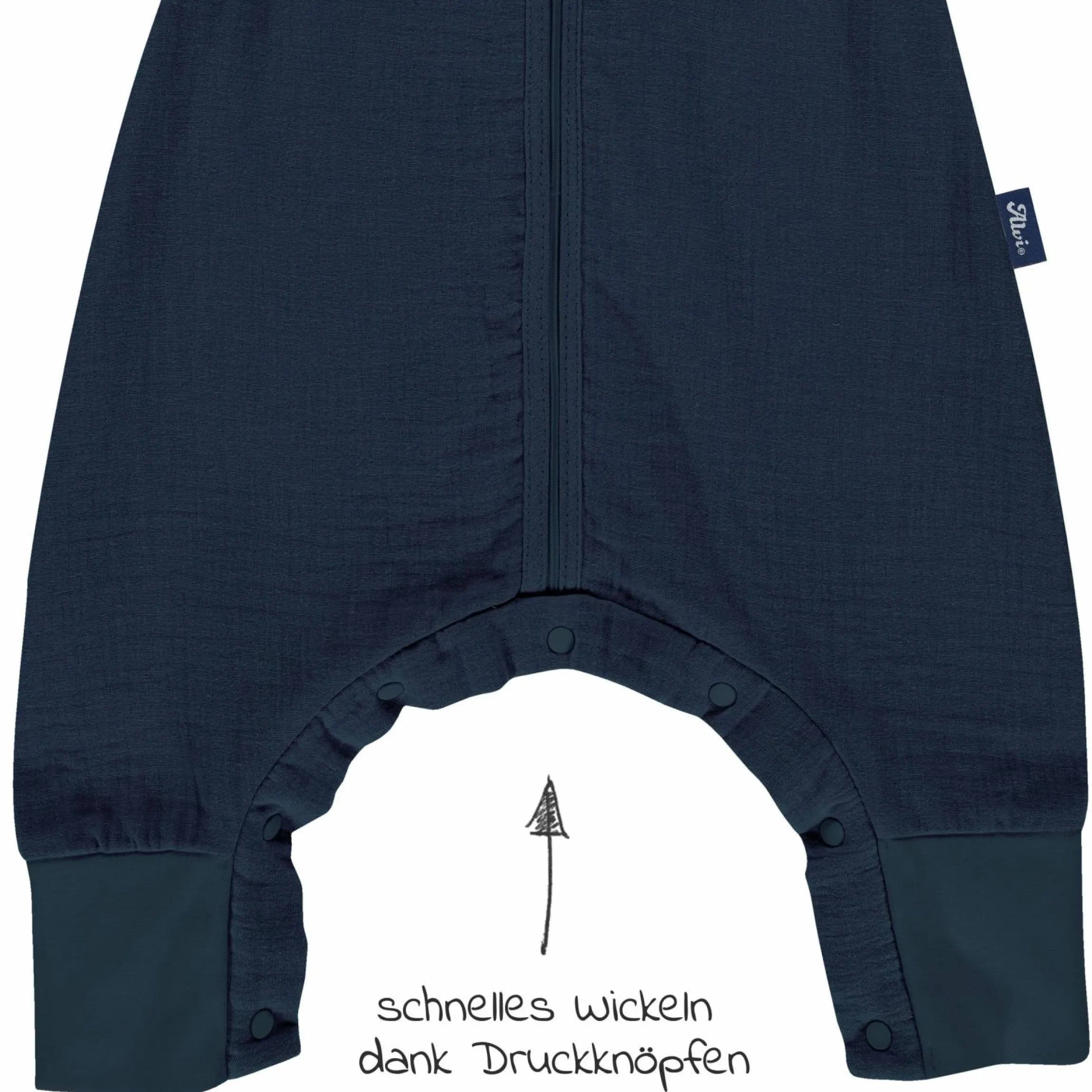 Sommer-Schlafsack mit Füßen Musselin / Sleep-Overall Light Mull + GRATIS Halstuch - Poseidon - Gr. 110 cm