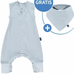 Sommer-Schlafsack mit Füßen Musselin / Sleep-Overall Light Mull + GRATIS Halstuch - Sky Way - Gr. 70 cm