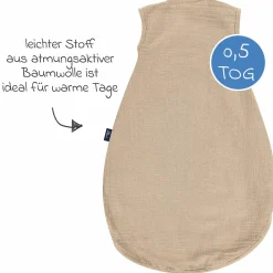 Sommer-Schlafsack Sommertraum Light Mull - GRATIS Halstuch / Bandana-Lätzchen - Sand-Beige - Gr. 60 cm