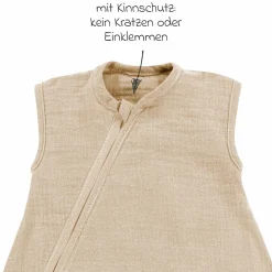 Sommer-Schlafsack Sommertraum Light Mull - GRATIS Halstuch / Bandana-Lätzchen - Sand-Beige - Gr. 60 cm