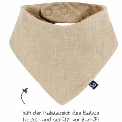 Sommer-Schlafsack Sommertraum Light Mull - GRATIS Halstuch / Bandana-Lätzchen - Sand-Beige - Gr. 60 cm