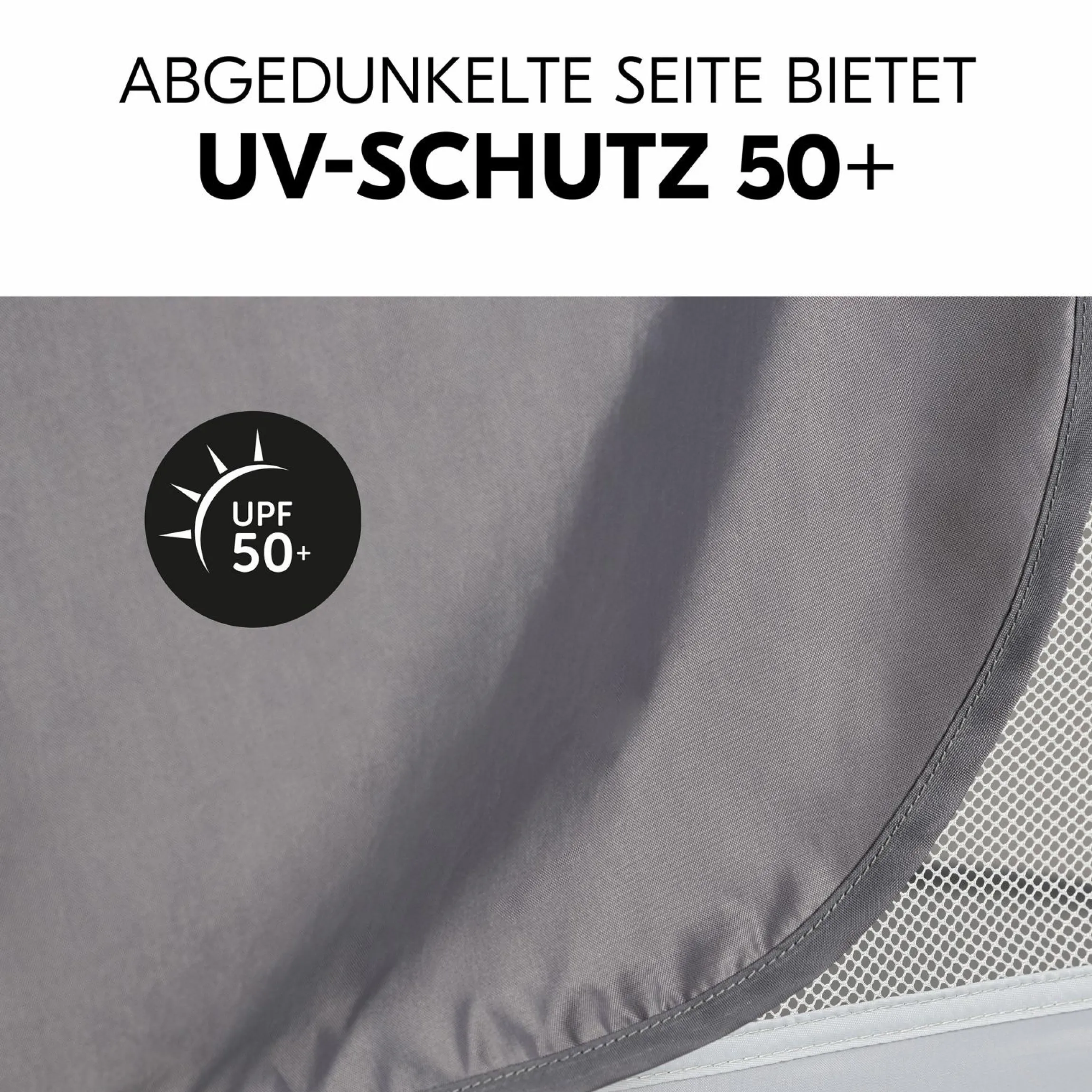 Sonnenschutz, Abdunklung & Moskitonetz für Reisebetten - 3in1 Travel Bed Canopy - Grey