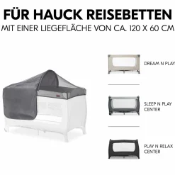 Sonnenschutz, Abdunklung & Moskitonetz für Reisebetten - 3in1 Travel Bed Canopy - Grey