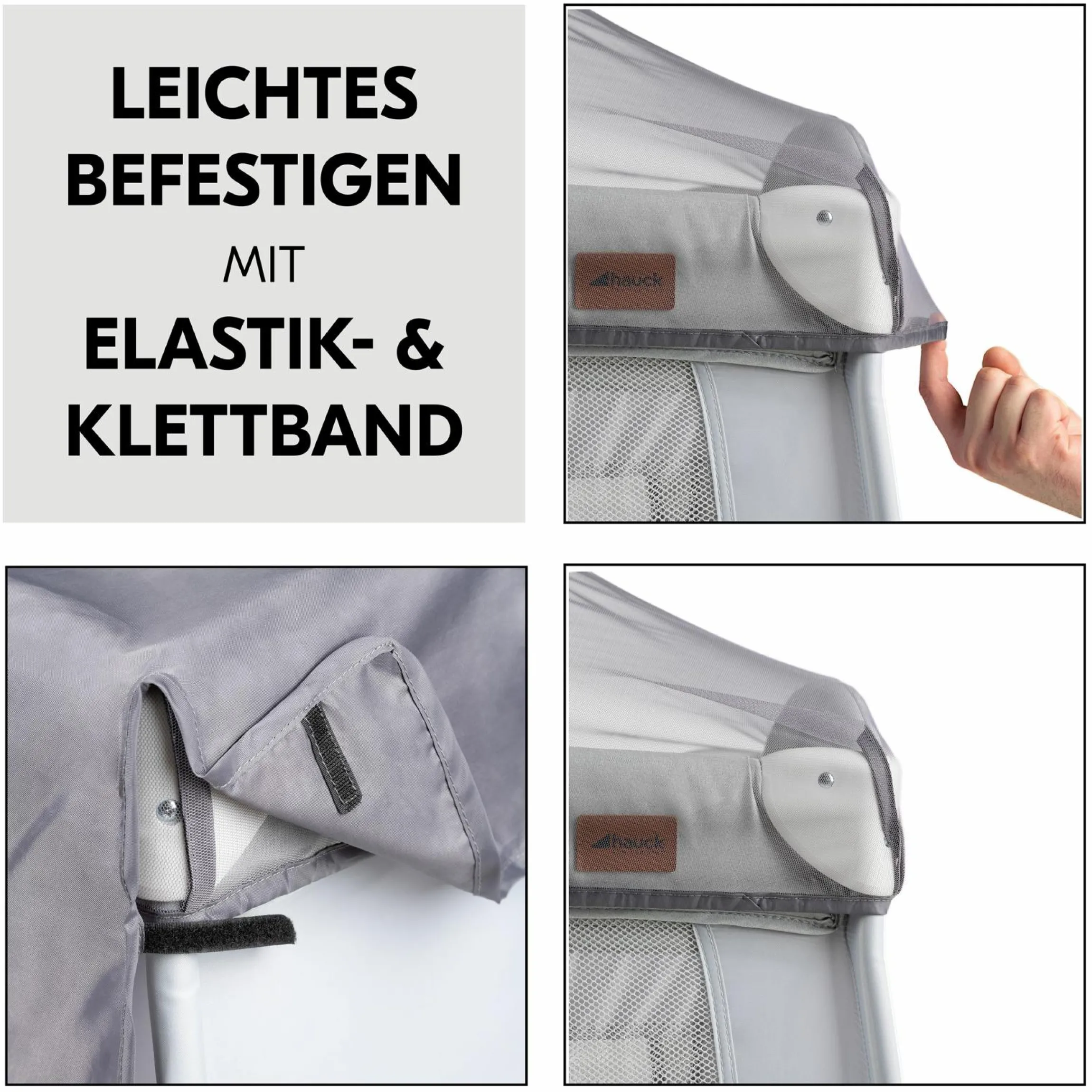 Sonnenschutz, Abdunklung & Moskitonetz für Reisebetten - 3in1 Travel Bed Canopy - Grey