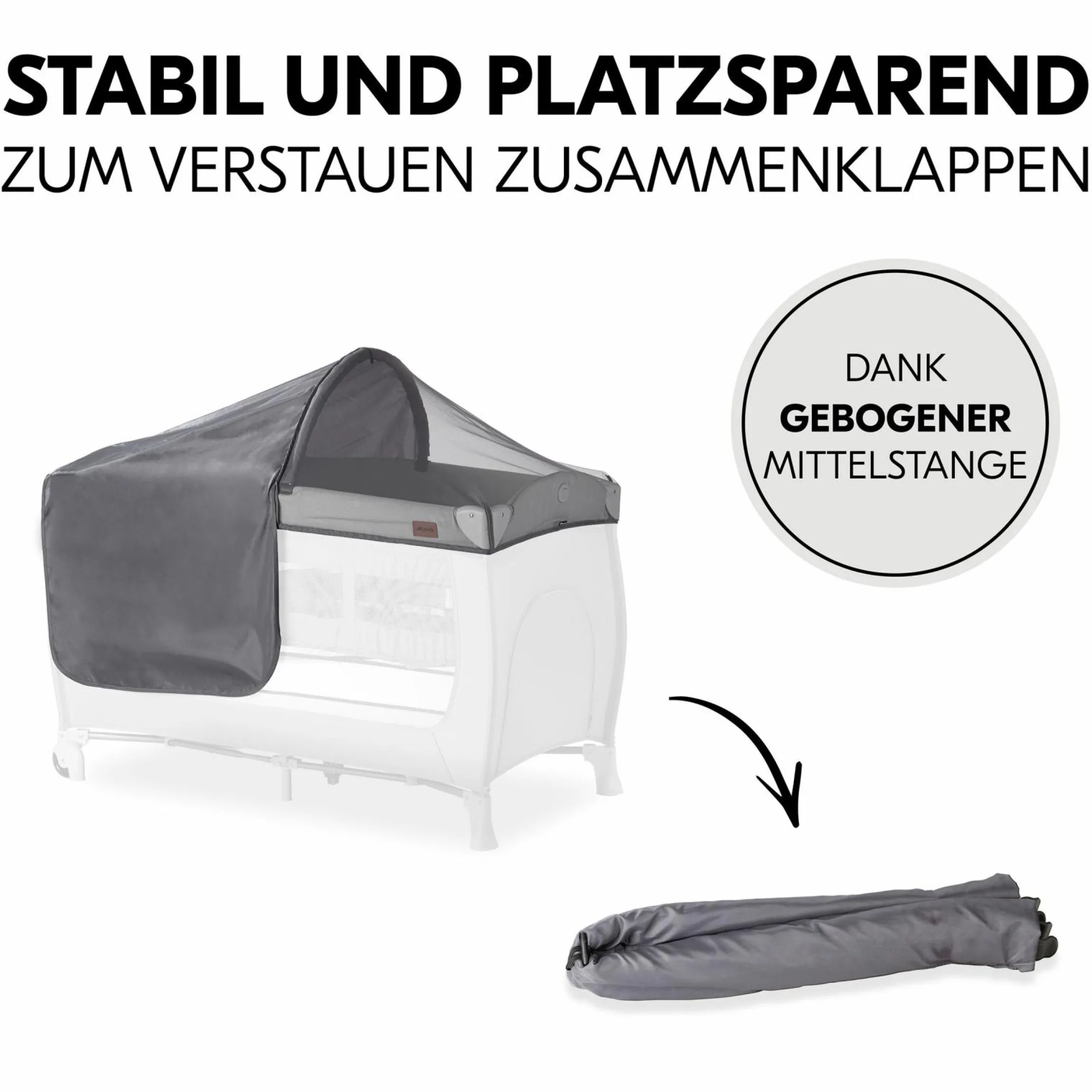 Sonnenschutz, Abdunklung & Moskitonetz für Reisebetten - 3in1 Travel Bed Canopy - Grey