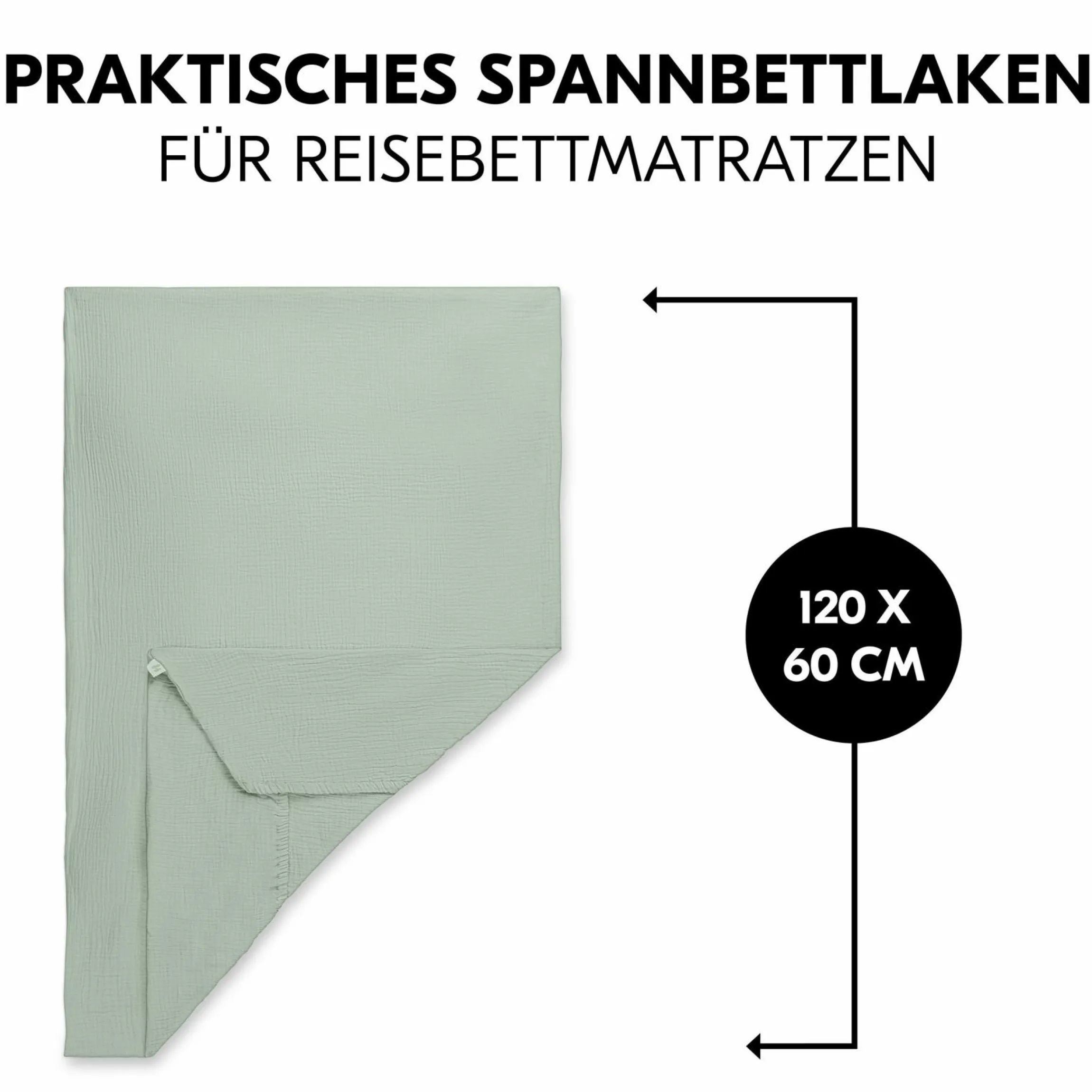 Spannbettlaken für Reisebetten & Matratzen mit 60 x 120 cm - Sage