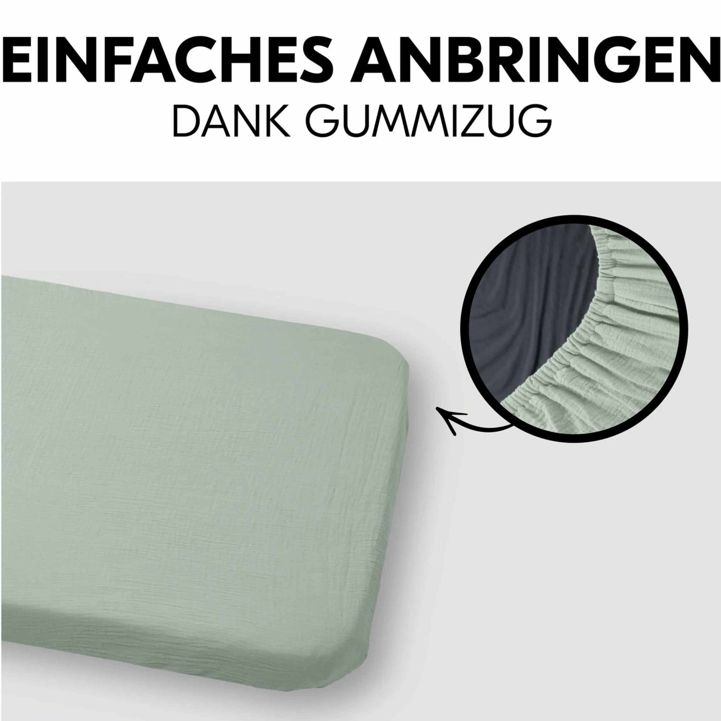 Spannbettlaken für Reisebetten & Matratzen mit 60 x 120 cm - Sage