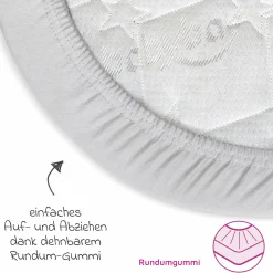 Spannbetttuch Deluxe aus Jersey für Beistellbett Maxi, Midi, Boxspring, Comfort, Comfort Plus 89 x 50 cm - Zartgrau - Kollektion 2024