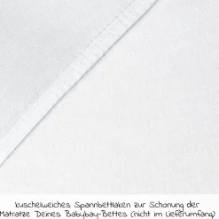 Spannbetttuch Deluxe aus Jersey für Beistellbett Maxi, Midi, Boxspring,Comfort, Comfort Plus 89 x 50 cm - Weiß - Kollektion 2024