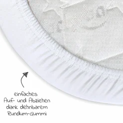 Spannbetttuch Deluxe aus Jersey für Beistellbett Maxi, Midi, Boxspring,Comfort, Comfort Plus 89 x 50 cm - Weiß - Kollektion 2024