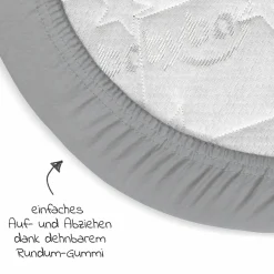 Spannbetttuch Deluxe aus Jersey für Beistellbett Maxi, Midi, Boxspring,Comfort, Comfort Plus 89 x 50 cm - Grau - Kollektion 2024