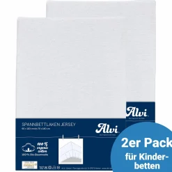 Spannbetttuch 2er Pack aus Bio-Baumwolle für Kinderbett 60 x 120 / 70 x 140 cm - Weiß