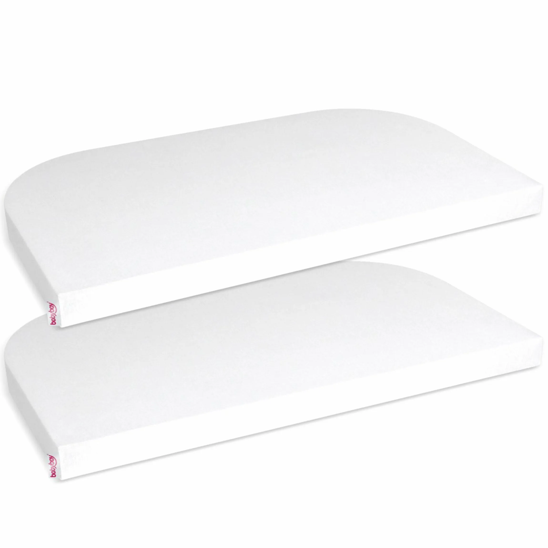 Spannbetttuch 2er Pack Deluxe aus Jersey für Beistellbett Maxi, Midi, Boxspring, Comfort, Comfort Plus 89 x 50 cm - Weiß - Kollektion 2024