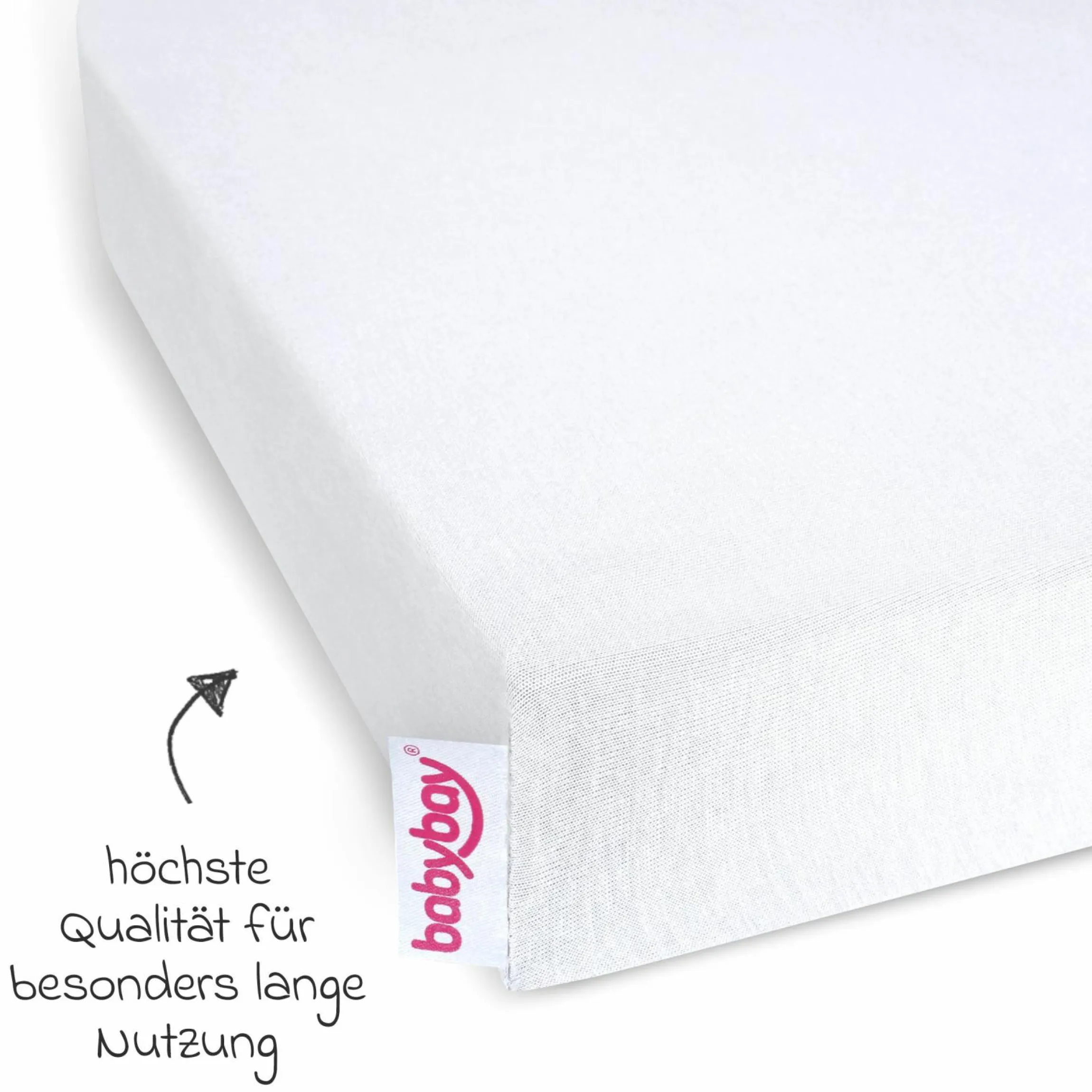 Spannbetttuch 2er Pack Deluxe aus Jersey für Beistellbett Maxi, Midi, Boxspring, Comfort, Comfort Plus 89 x 50 cm - Weiß - Kollektion 2024