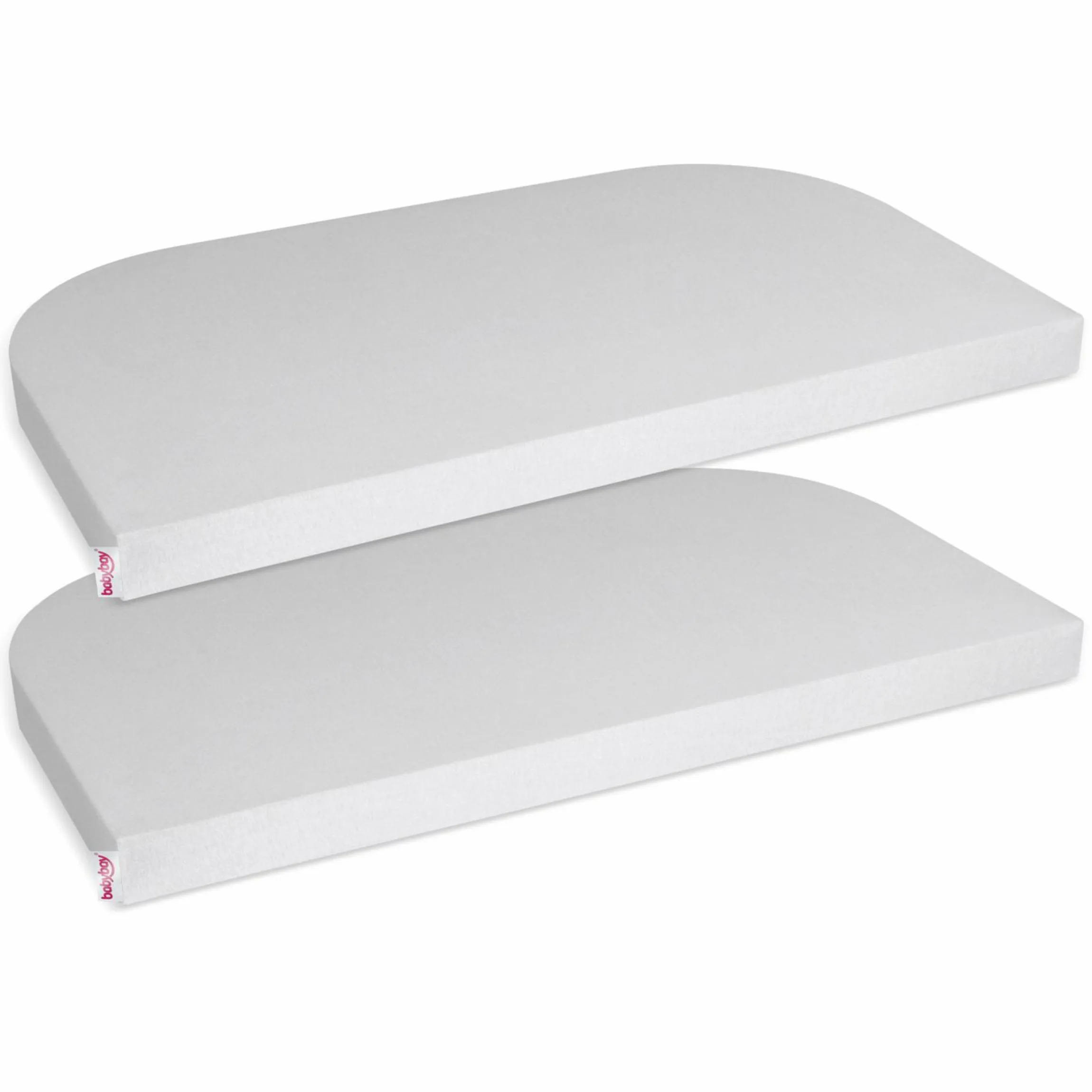 Spannbetttuch 2er Pack Deluxe aus Jersey für Beistellbett Maxi, Midi, Boxspring, Comfort, Comfort Plus 89 x 50 cm - Zartgrau - Kollektion 2024