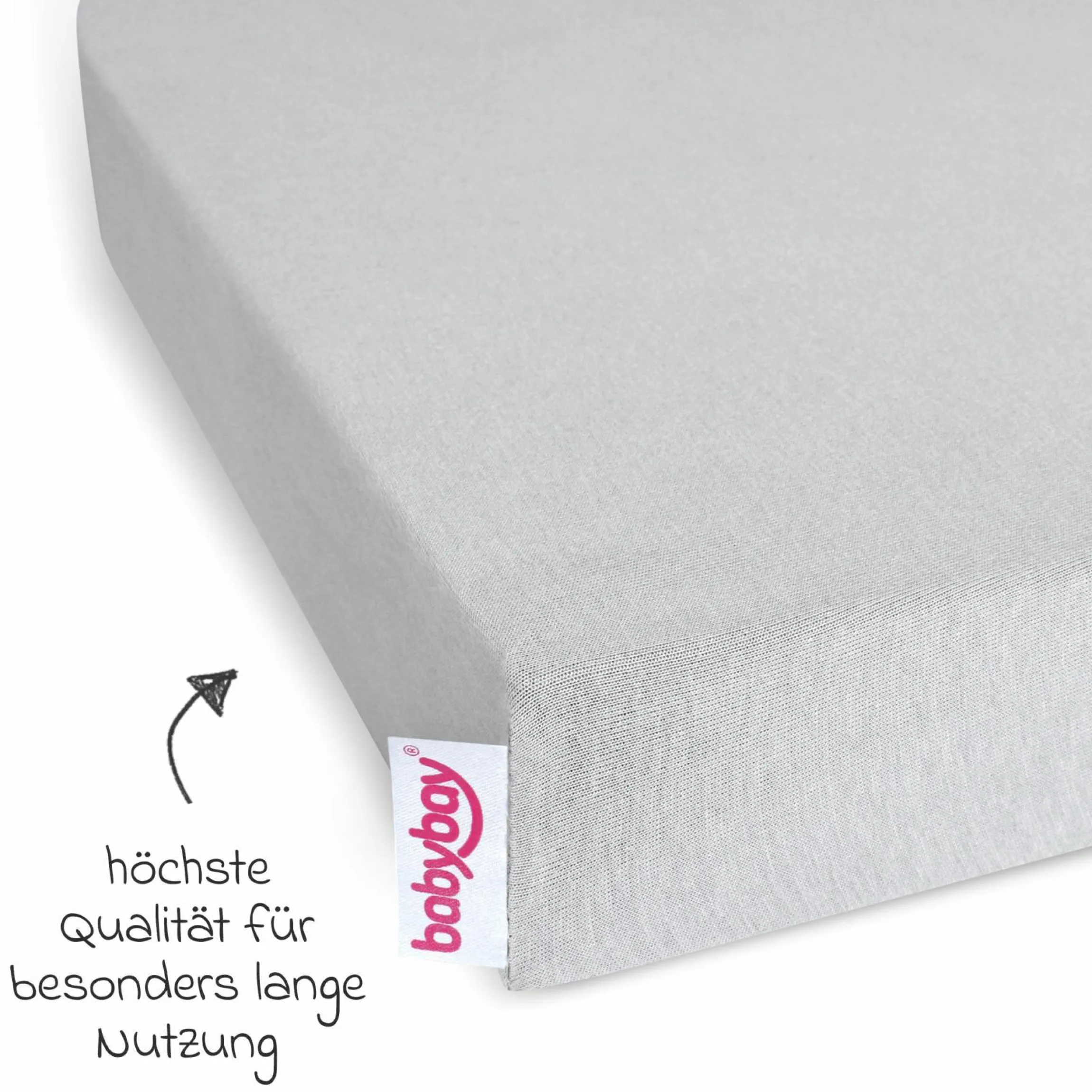 Spannbetttuch 2er Pack Deluxe aus Jersey für Beistellbett Maxi, Midi, Boxspring, Comfort, Comfort Plus 89 x 50 cm - Zartgrau - Kollektion 2024