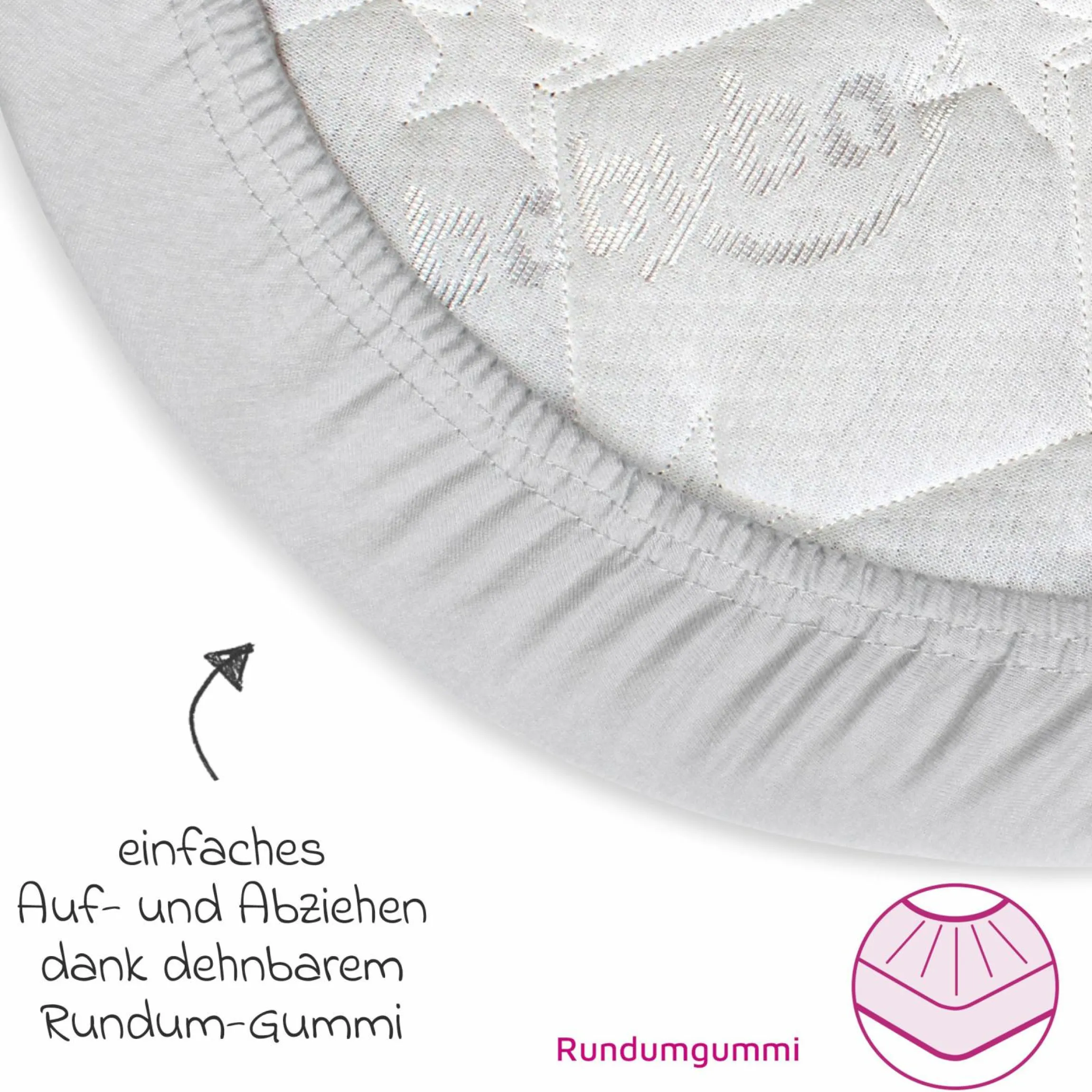 Spannbetttuch 2er Pack Deluxe aus Jersey für Beistellbett Original 89 x 50 cm - Zartgrau - Kollektion 2024