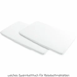 Spannbetttuch 2er Pack für Reisebett Iris 2 - White - Kollektion 2025