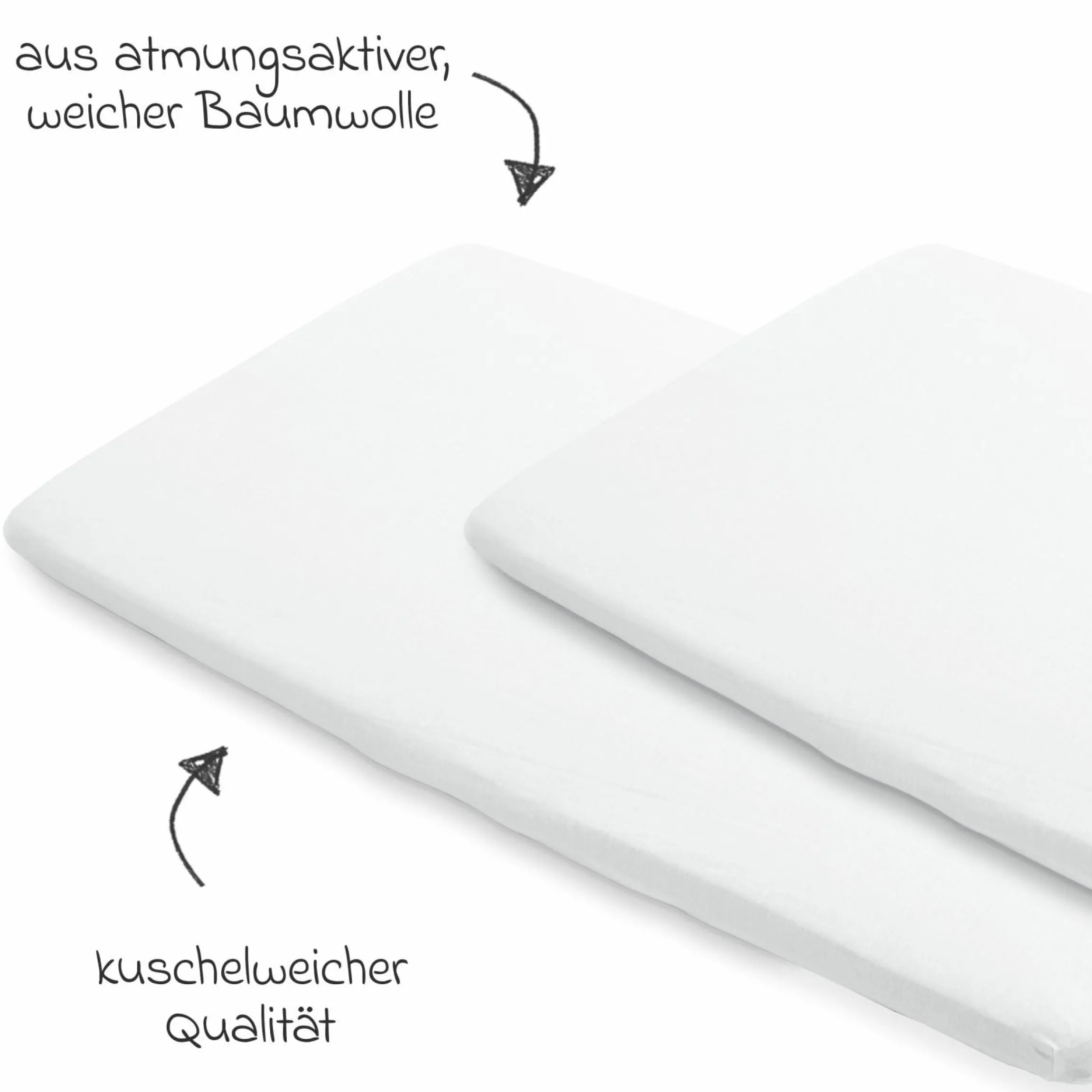 Spannbetttuch 2er Pack für Reisebett Iris 2 - White - Kollektion 2025