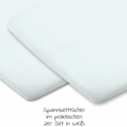 Spannbetttuch 2er Pack für Reisebett Swift für Neugeborene - Weiß - Kollektion 2025