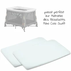 Spannbetttuch 2er Pack für Reisebett Swift für Neugeborene - Weiß - Kollektion 2025