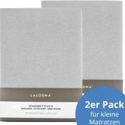 Spannbetttuch 2er Pack für kleine Matratzen 40 x 90 cm - Hellgrau