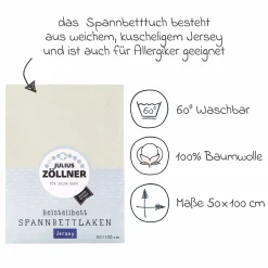 Spannbetttuch für Beistellbett 50 x 100 cm - Ecru