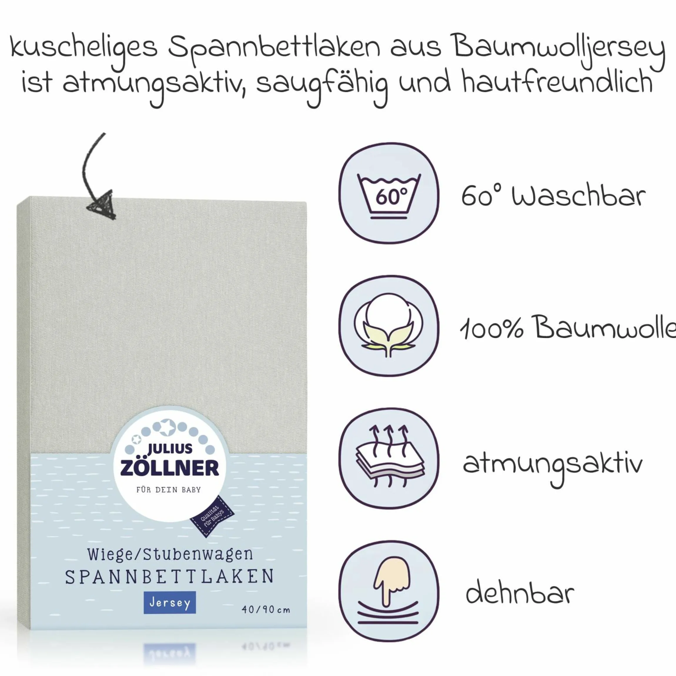 Spannbetttuch für kleine Matratzen 40 x 90 cm - Graugrün