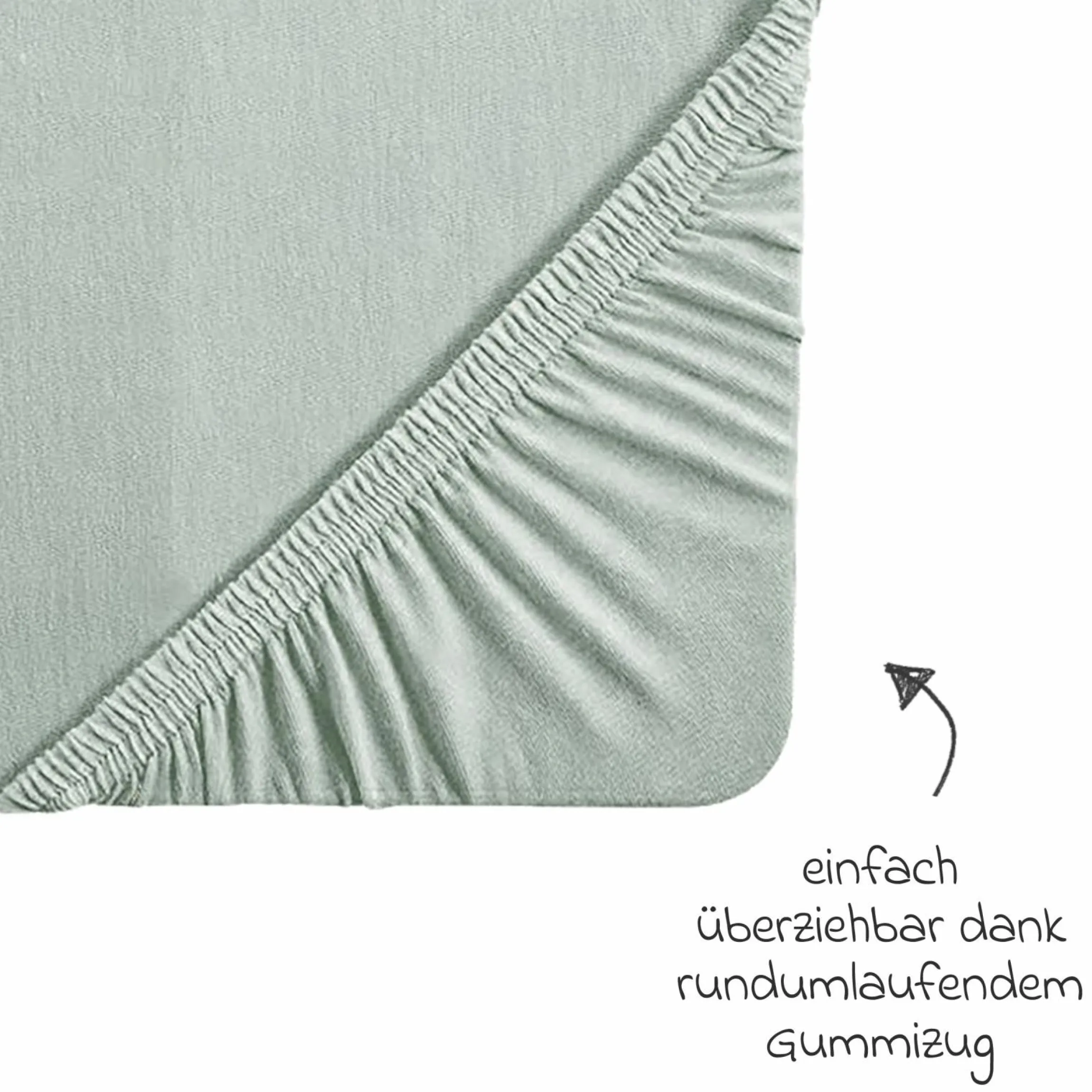Spannbetttuch Jersey aus 100% Organic Bio-Baumwolle GOTS 48 x 90 / 40 x 90 cm - Lil Planet - Frosty Green