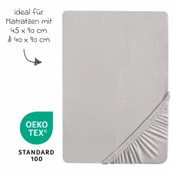 Spannbetttuch Jersey aus 100% Organic Bio-Baumwolle GOTS 46 x 90 / 40 x 90 cm - Lil Planet - Grau