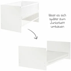 Sparset Kinderzimmer Anton mit Bett, Wickelkommode inkl. Wickelaufsatz - Weiß - Kollektion 2024