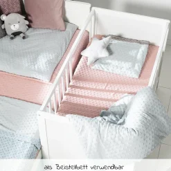 Sparset Kinderzimmer Hamburg mit Bett, Wickelkommode & 2 Canvas Boxen - Weiß