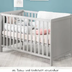 Sparset Kinderzimmer Hamburg mit Bett, Wickelkommode & 2 Canvas Boxen - Taupe