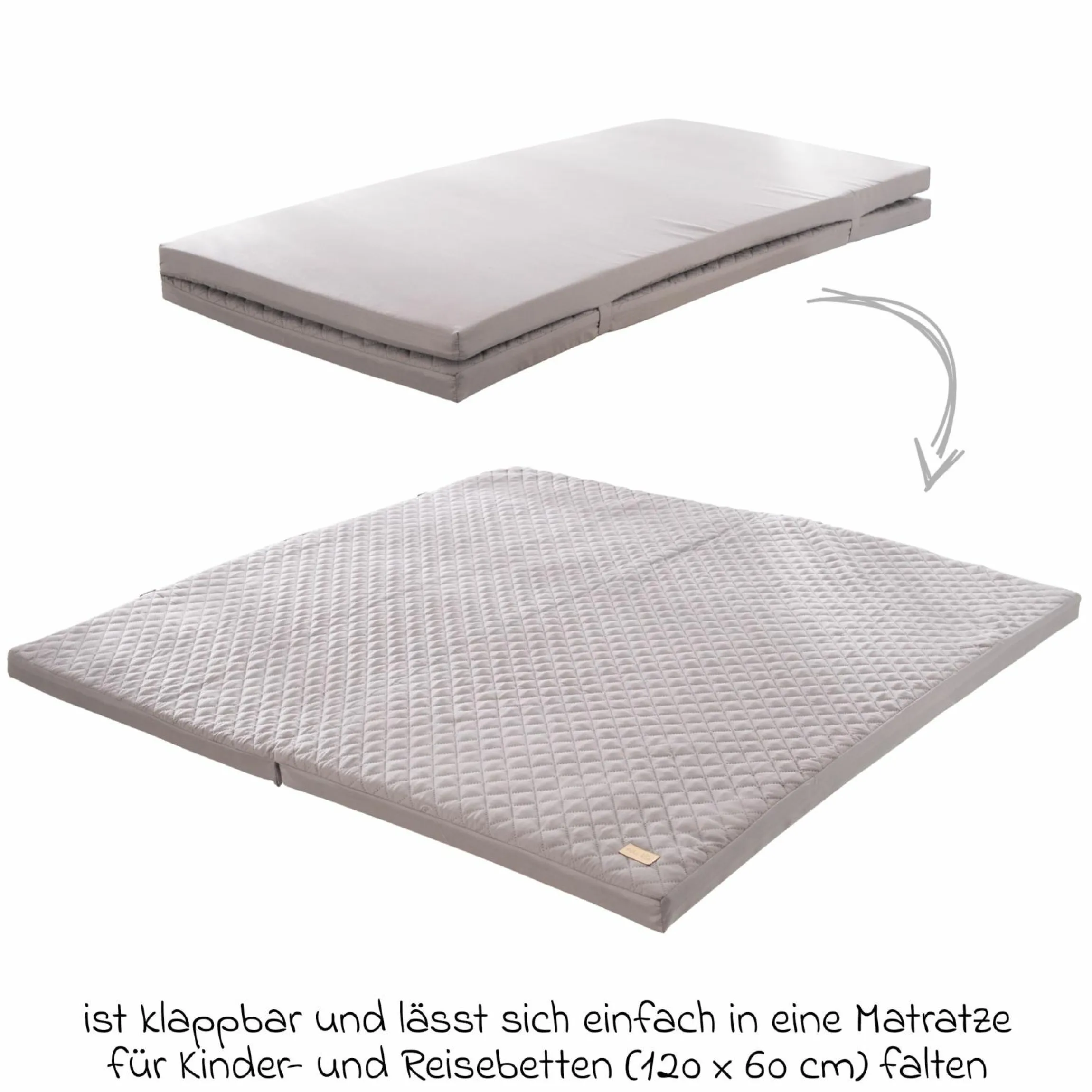 Spiel- und Krabbelmatratze geklappt auch als Reisbettmatratze zu verwenden 120 x 120 cm - Roba Style - Anthrazit
