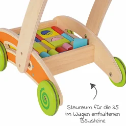 Spiel- und Lauflernwagen mit 35 Bausteinen