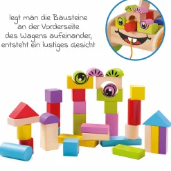 Spiel- und Lauflernwagen mit 35 Bausteinen