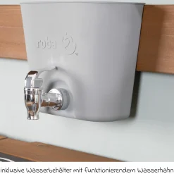 Spiel- und Matschküche kompakt zum Hängen mit Spielwanne, Herdplatte, Wasserbehälter mit Wasserhahn inkl. Zubehör - Teakholzfarben