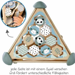 Spielcenter Pyramide mit Steckspiel, Memory, Musikfunktion & Kugelbahn - Panda