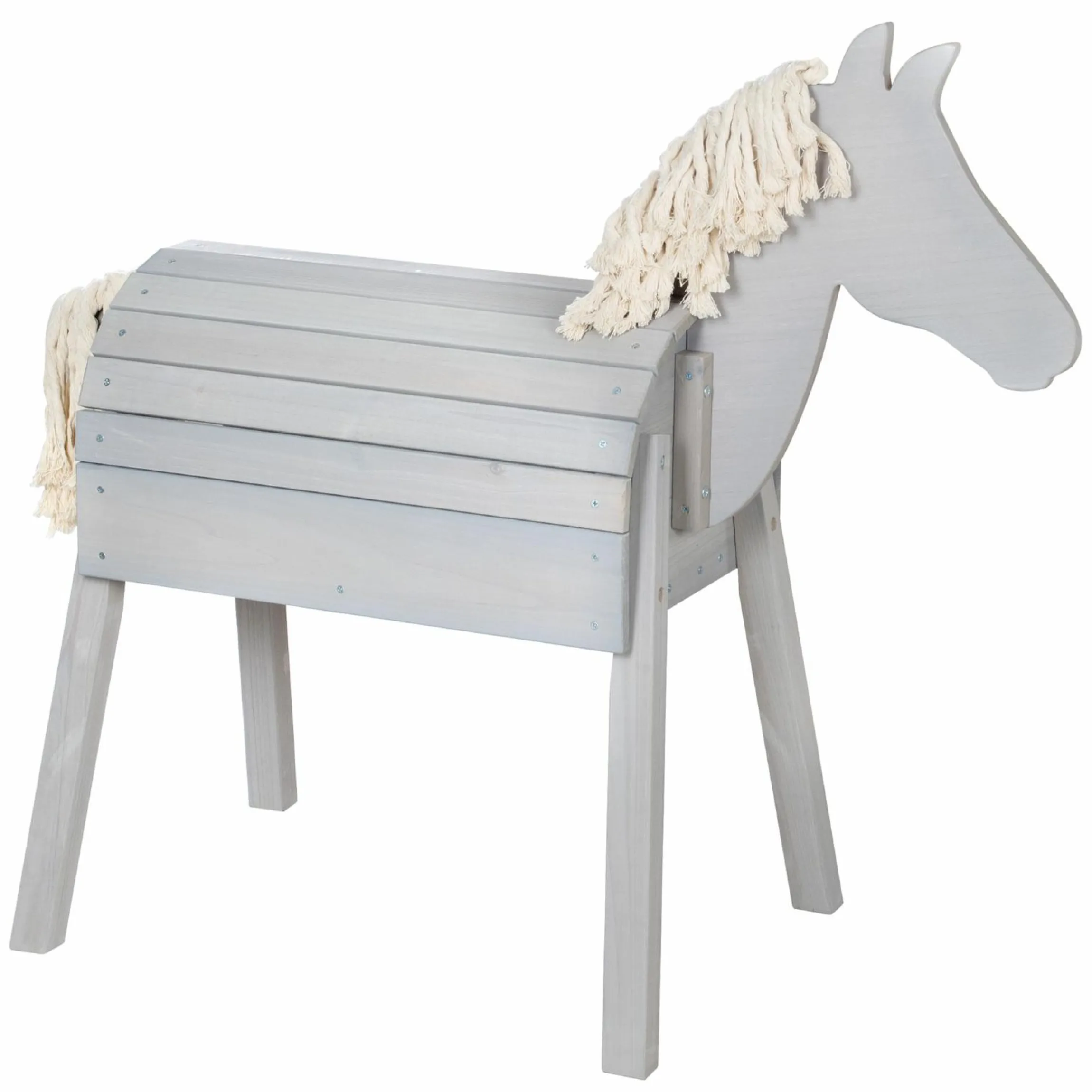 Spielpferd Outdoor wetterfest mit Mähne & Schweif - Rückenhöhe 68 cm - Grau