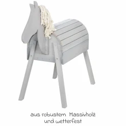 Spielpferd Outdoor wetterfest mit Mähne & Schweif - Rückenhöhe 68 cm - Grau