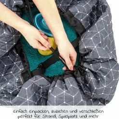 Spielplatzdecke 2in1 - Tasche und Unterlage - Grau Weiß