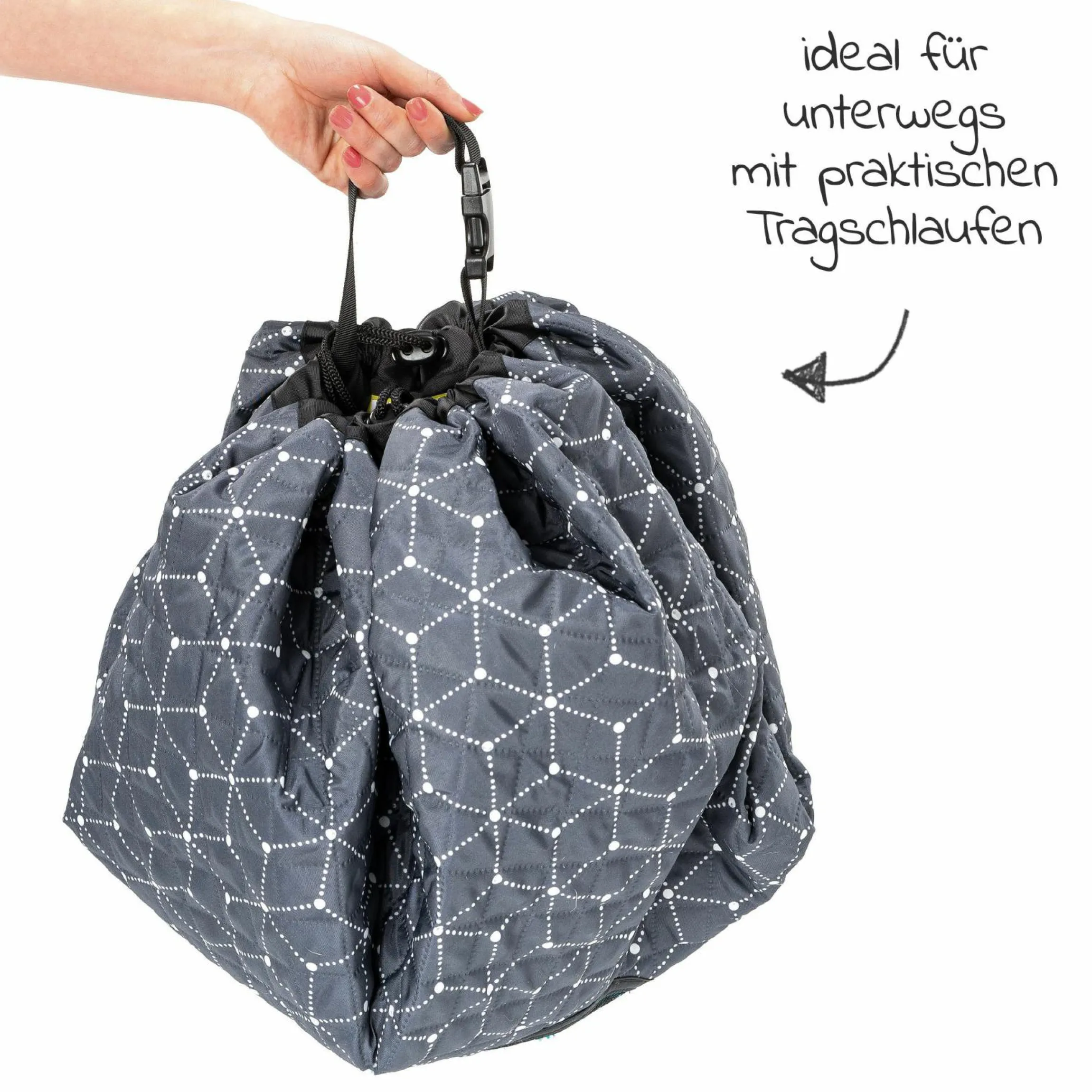 Spielplatzdecke 2in1 - Tasche und Unterlage - Grau Weiß